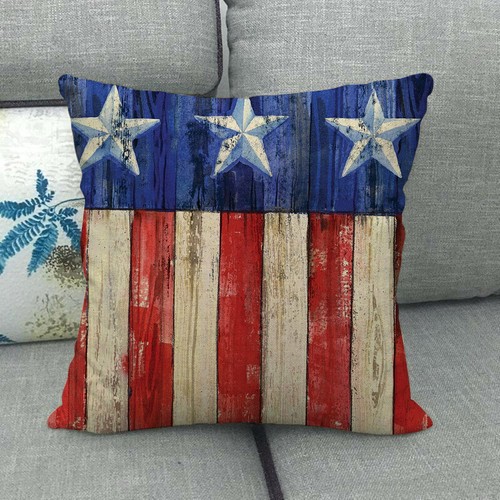 Patriotic Memorial Day Cushion Case Stars And Stripes American Flag Pillow Cover - Picture 27 of 45