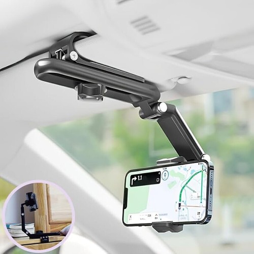 Sun Visor Phone Holder 360° Rotatable Rearview Car Mount Universal Clip Stand - 第 2/22 張圖片