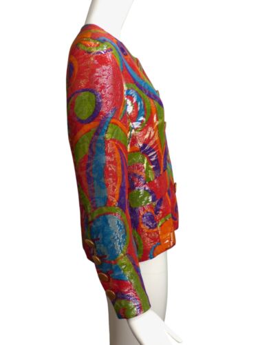 YVES SAINT LAURENT- 1989 Metallic Brocade Blazer, Size-8 - Picture 3 of 5