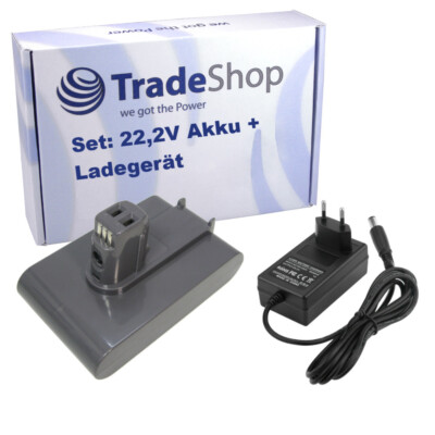 2in1 Set: Li-Ion Akku 22,2V 2000mAh + Ladegerät für Dyson DC43, DC43h Animal Pro