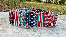 1.5" Wide American Flag Martingale Dog Collar - Patriotic Martingale Collar USA
