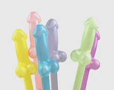 Set of 12 - Glow in the Dark Dick Straws Bachelorette Party -FREE USA SHIPPING!!
