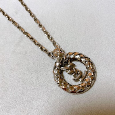 YVES SAINT LAURENT Vintage Necklace Silver Logo Circle, Iconic Luxury  Jewelry