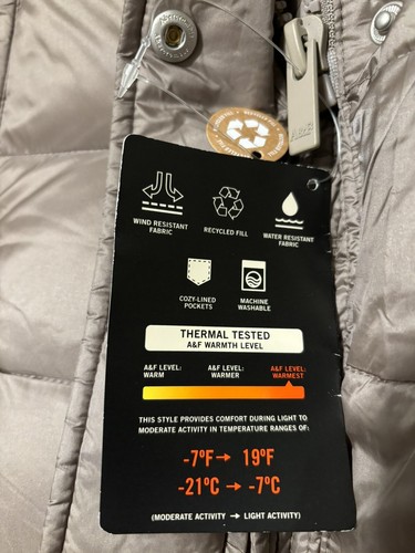 NWT Abercrombie A&F Big Girls Winter Ultimate Parka Silver Jacket Sz 13/14 $130 - Picture 5 of 9
