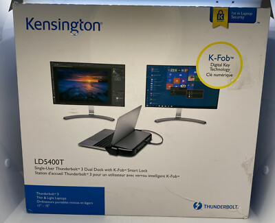 Kensington LD5400T Thunderbolt 3 Dual 4K Dock w/K-Fob Smart Lock, 85W