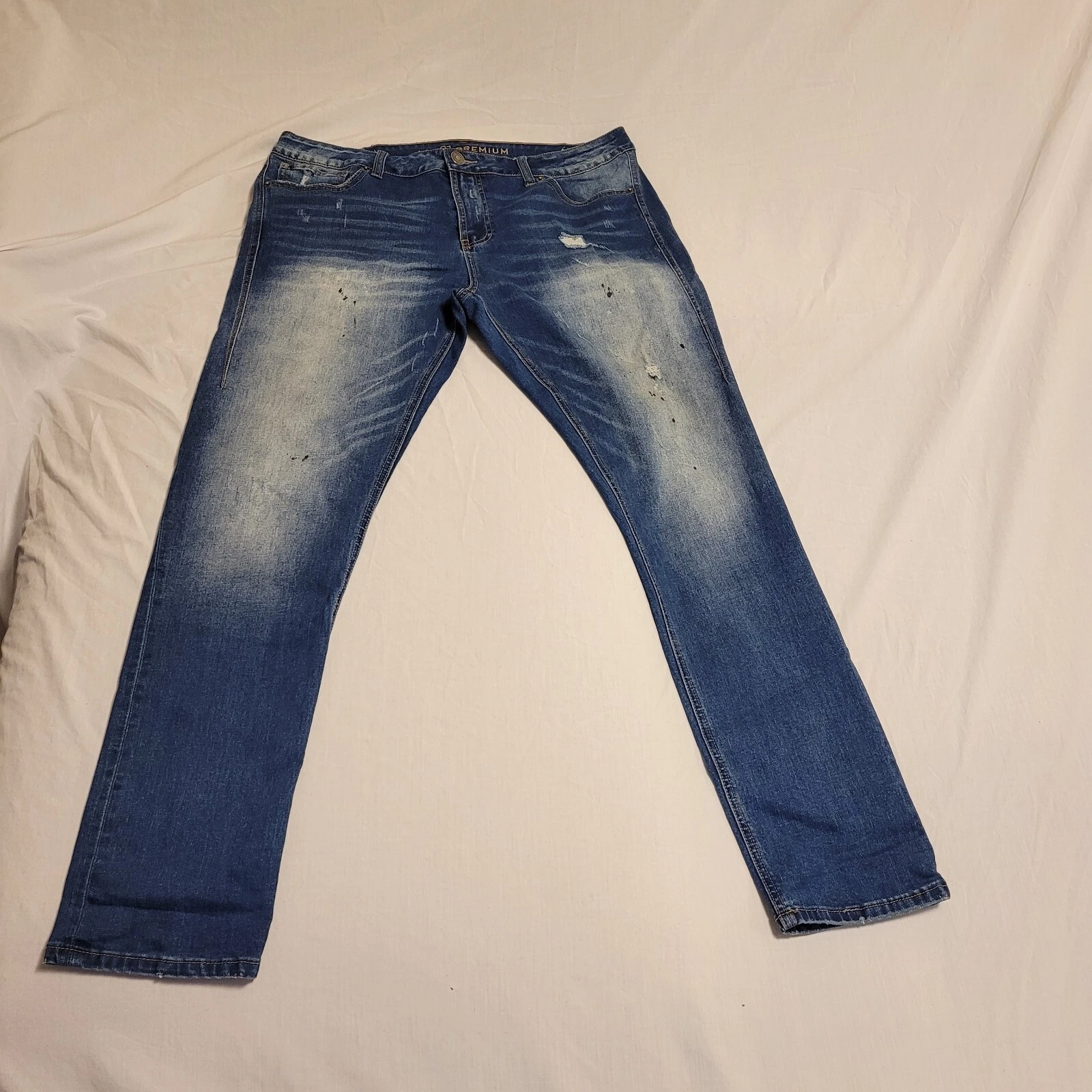 Jean premium Rue21 homme taille 36x32 Supreme Flex éclaboussures d'encre vieilli excellent état