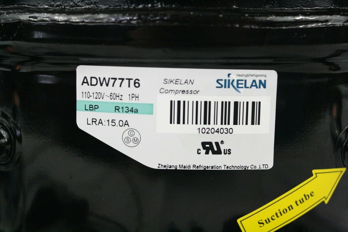 SIKELAN ADW77T6 REFRIGERATION COMPRESSOR 1/3- HP 751BTU 110-120V