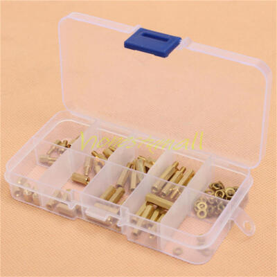 88pcs M3 Brass(Copper) Male Female Spacer Standoff Nut Screw Washer Assortment