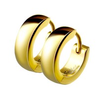 1 Paar Edelstahl Schmuck Klapp Ohrringe Creolen Gold Plattiert & Poliert