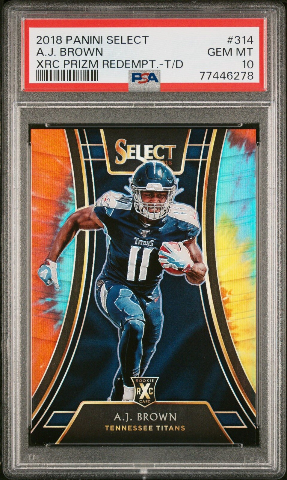 2018 Panini Select AJ Brown Rookie Tie-Dye XRC Redemption PSA 10 1/25