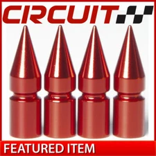 Circuit Red Aluminum Metal Spike Tire Wheel Valve Stem Caps Fits Mitsubishi