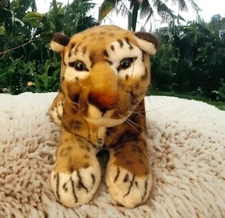Hosung N.Y. Inc. Cheetah Leopard Stuffed Animal Realistic Laying Hard Head 14" 