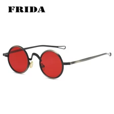 Men Metal Round Punk Sunglasses Women Clear Anti-Blu-Ray Lens Glasses UV400