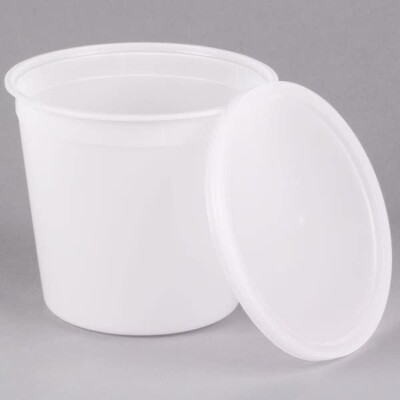 168 oz Round Clear Plastic Deli Food/Soup Restaurant Storage Containers W/ Lids