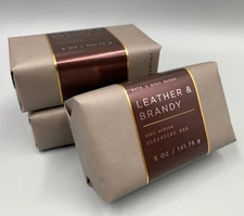 Bath & Body Works Leather & Brandy Cleansing Soap Bar Full Size 5 Oz S/3 #7012B