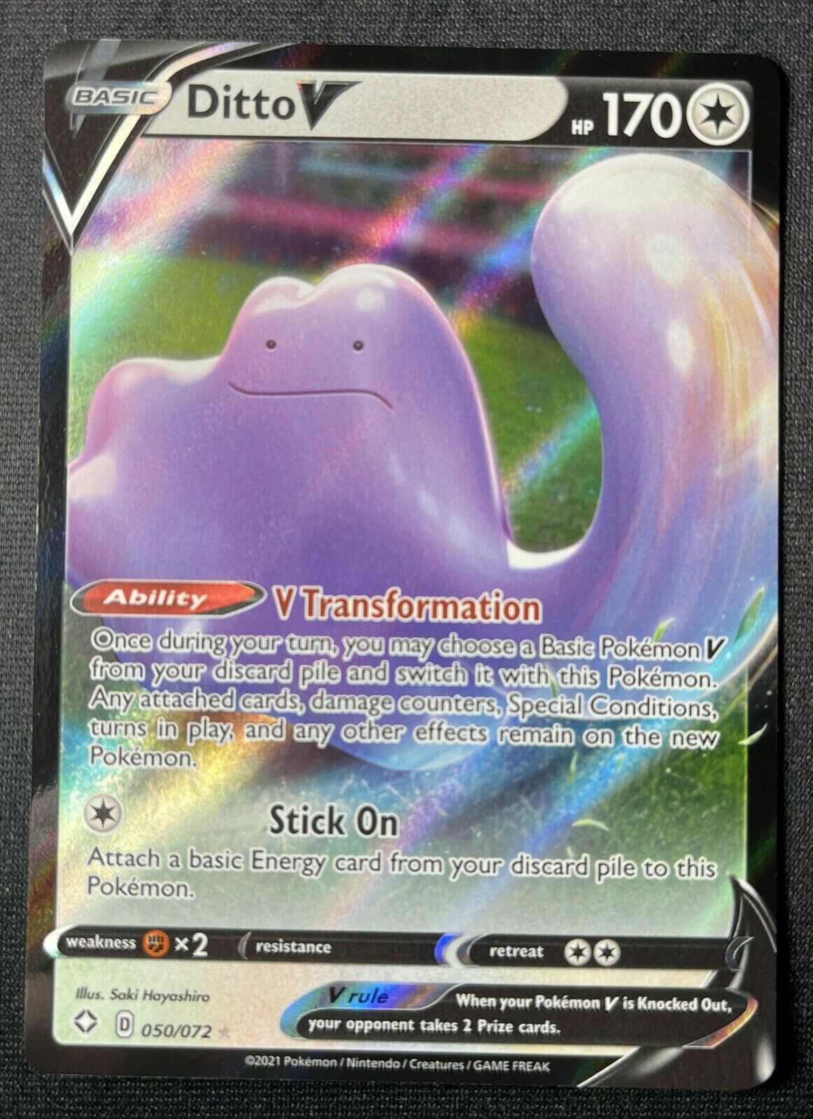 Ditto V 050/072 ULTRA RARE Shining Fates Pokemon Card Near Mint P2