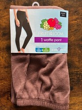 FRUIT of the LOOM Womens XS 0-2 Waffle Pants Bottoms Thermal Wicking Brown