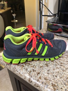 neon green and pink shoes