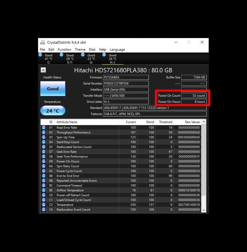 NEW 80GB 7.2k HITACHI HDS721680PLA380 - less than 9 hrs. power on - Retro Gaming - Image 2 of 4