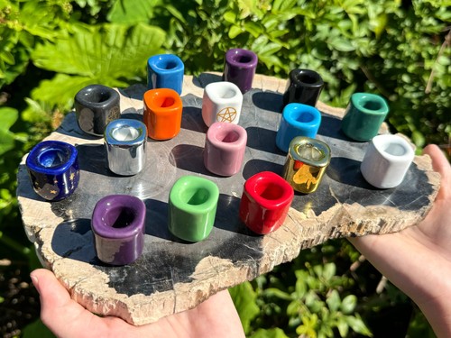 Ceramic Chime Candle Holder: Choose Color! (Magick Ritual, Spell Candle Holder) - Picture 3 of 23