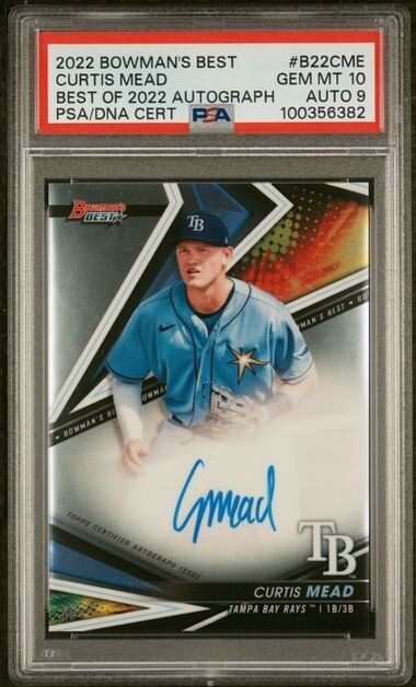 2022 Bowman's Best Auto #B22CME Curtis Mead Rays PSA 10/9