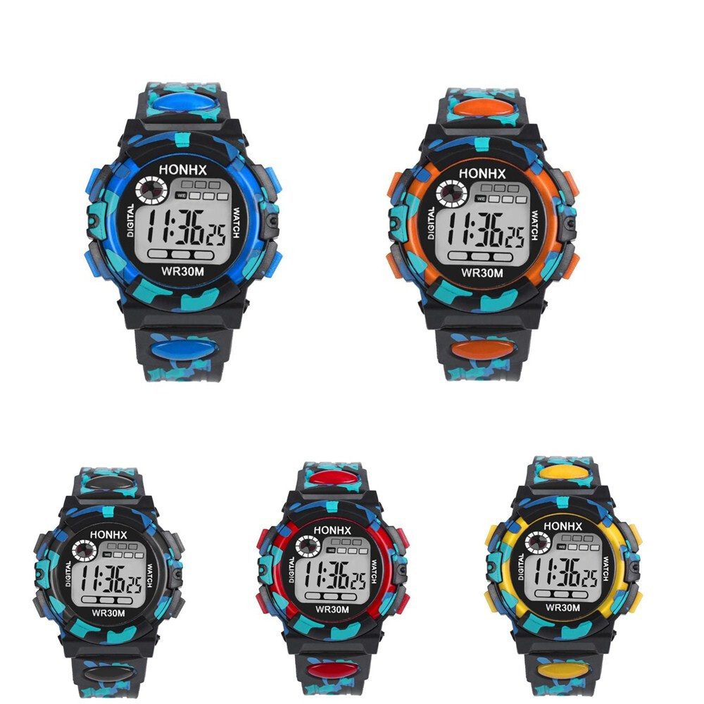 Waterproof Kids Digital Electronic Watch Children Boys Girls Sports LED Watches