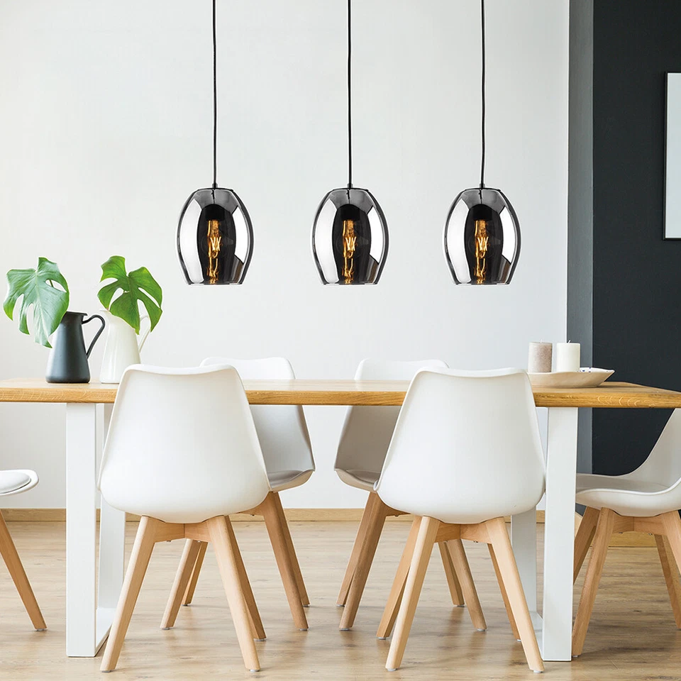 MeLiTec Pendelleuchte Glas DP27 3-flammig Rauchglas zeitlos modern edel B-Ware - Bild 2 von 3