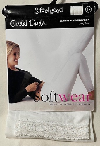 Cuddl Duds Softwear Warm Underwear Long Pant Womens size 1X 16-18W White NEW