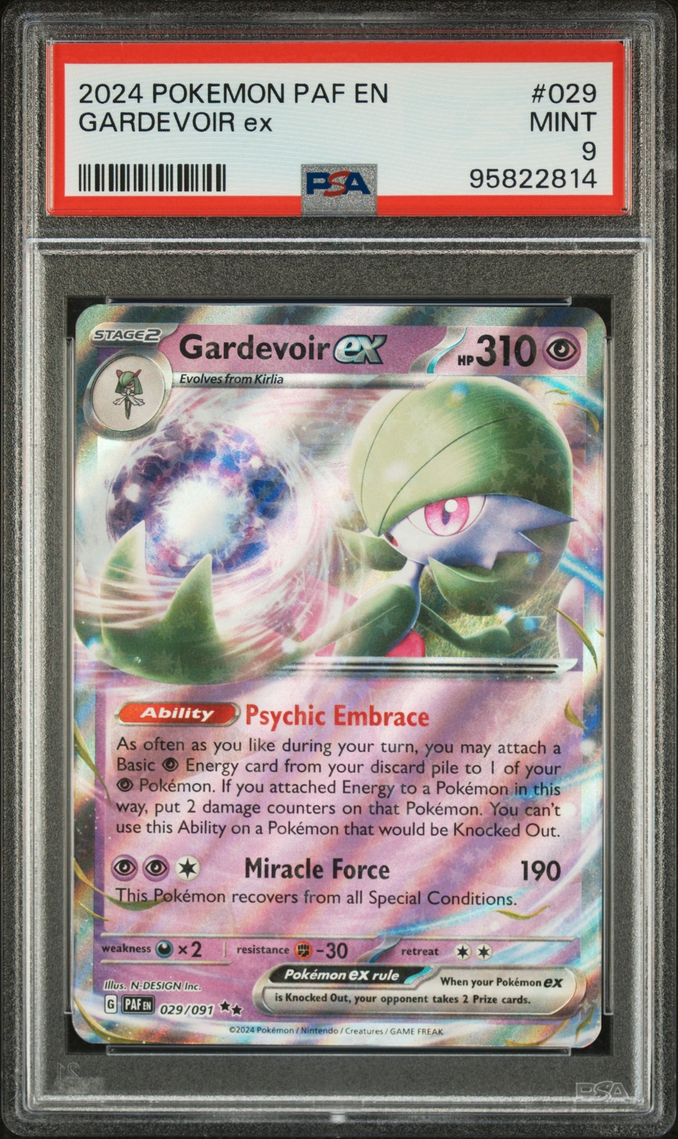2024 POKEMON PALDEAN FATES PAF EN #029 GARDEVOIR ex - PSA 9 LOW POP