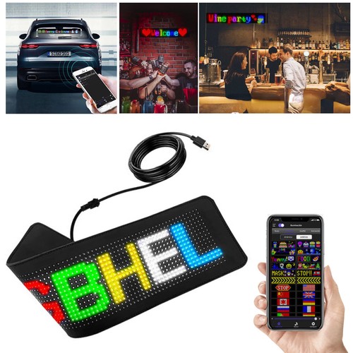 Bluetooth APP RGB LED Screen Message Scrolling Sign Board for Shop Bar Car - Picture 3 of 16