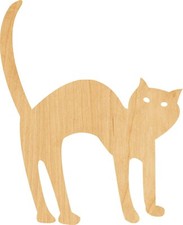 Black Cat 1 Laser Cut Out Wood Shape Craft Supply - Woodcraft Cutout