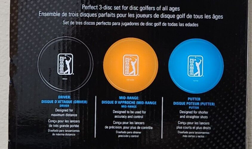 PGA Tour Disc Golf Starter Set.  3 Piece - Driver, Mid-Range & Putter Brand New
