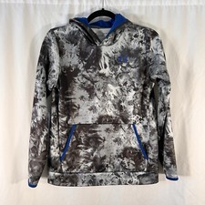 Under Armour Hoodie Youth YLG Grey Blue Long Sleeve Pockets Pullover