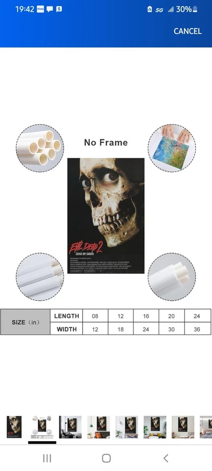 Evil Dead 2 Canvas Poster Print 12x18 In Unframed - Image 2 of 2