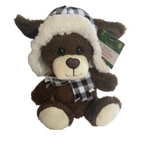 Hugfun Puppy Dog Plush with Ski Hat and Scarf 7" Stuffed Animal New Super Soft