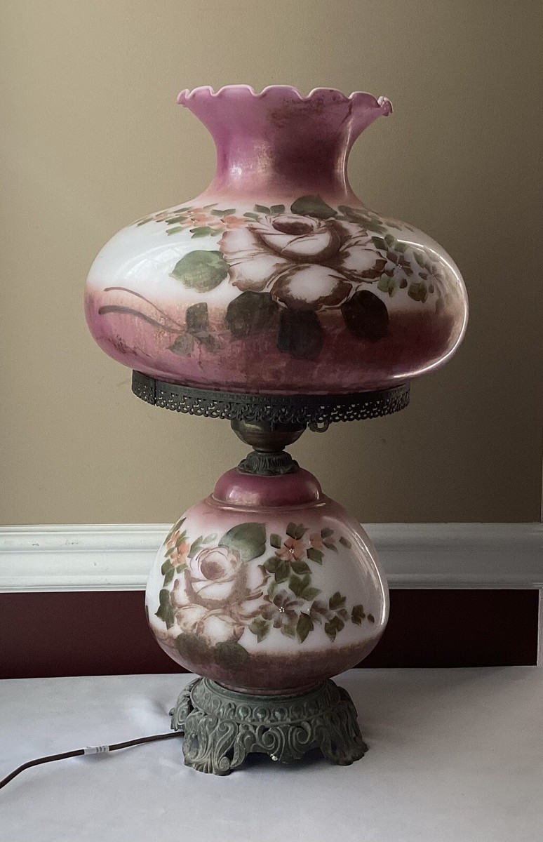 Antique Gone with the Wind Lamp/ Hurricane Lamp/ Parlor Lamp