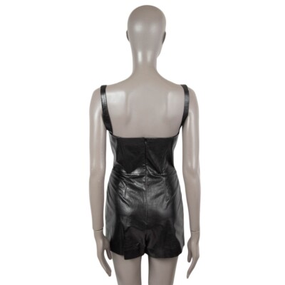 67807 auth CHRISTIAN DIOR black leather 2018 BUSTIE MINI Romper