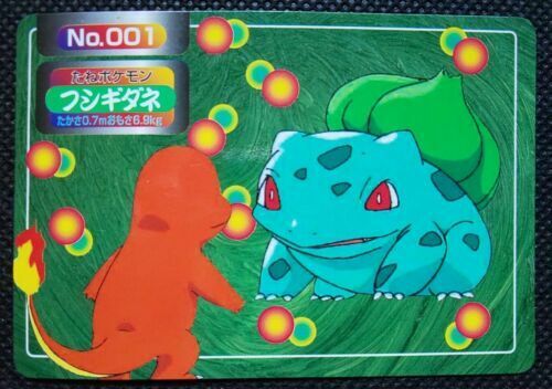 Pokemon Card Bulbasaur VS Charmander No. 001 Topsun Top Sun 1997 Green Back EX