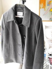 Sharp Ladies Nautica Lined Charcoal Gray Woolen Peacoat W/black Buttons L Petite