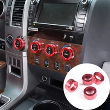 For Toyot Tundra 2007-2013 Air Conditioning Knob Trim Ring Aluminium Red 4PCS