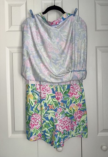 Lilly Pulitzer Bryson Skirted Romper SS Dress L Multi Grove Garden NWT - Picture 4 of 6
