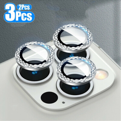 For iPhone 13 Pro Max Tempered Glass Camera Len Protector Glitter Diamond Cover
