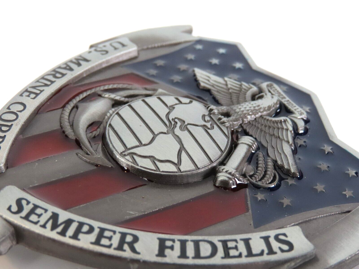 US Marine Corps Semper Fidelis Metal Enameled 3D Belt Buckle View 6