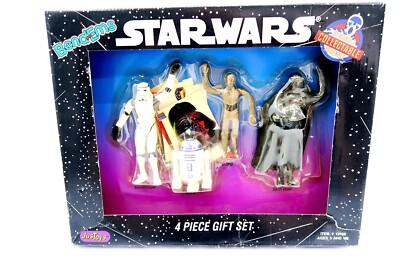 New STAR WARS BEND-EMS 4 Piece Gift Set by JustToys 1993 Darth Vader C-3PO R2-D2
