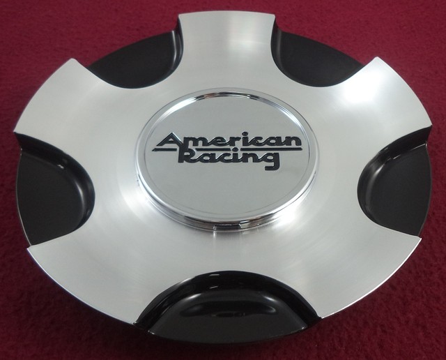 American Racing Wheels Silver/Black Custom Wheel Center Caps Set of 2
