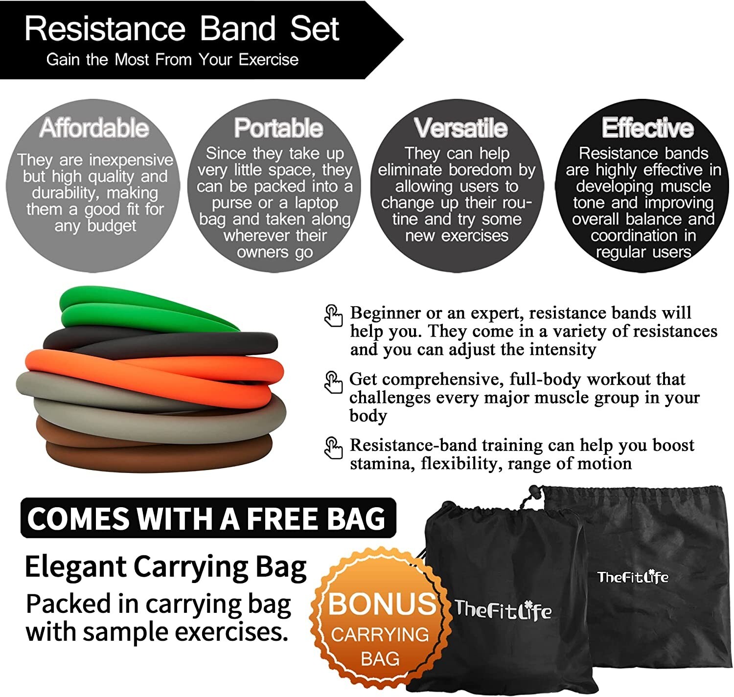 Resistance Bands Set Home Gym Exercise Workout Tubes With Handles Door