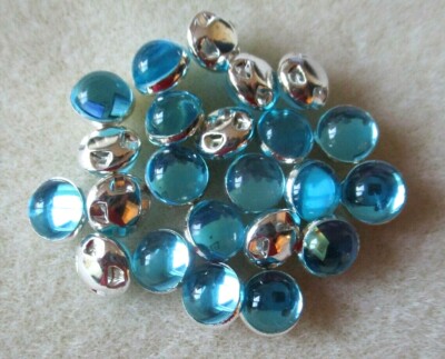 10 STCK. 8 MM AQUABLAU KLAR ACRYL GELEE FARBE SILBER RÜCKSEITE AUFNÄHEN PERLEN KNÖPFE