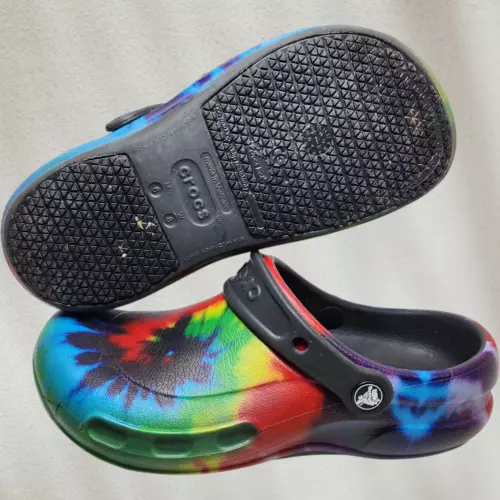 Crocs Bistro Clog Tie Dye Slip Resistant Non Marking Hippie Unisex M6 W8 Groovy