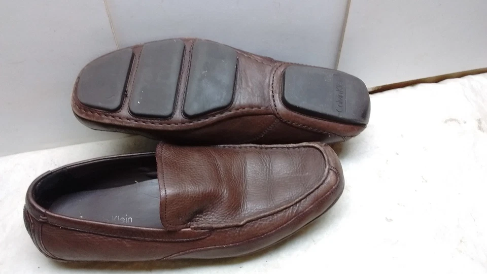 Calvin Klein Michael Marrón Cuero Sin Cordones Mocasín Sin usar, Puntera Zapato de Conducción Para Hombre 10M Foto 3 de 4
