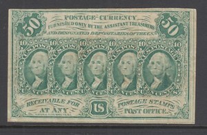US-Sc-PC16-1862-50c-green-Postage-Currency-good-color-crease-scarce